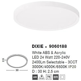 Plafoniera LED design slim DIXIE 30cm