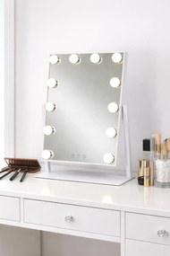Oglindă cosmetică, sistem iluminare LED cu 3 culori, Senzor Tactil, Luminozitate Reglabilă, Alb