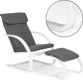 Balansoar finlandez cu cadru din lemn și suport pentru picioare alb - gri