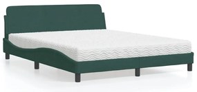 vidaXL Pat cu saltea, verde închis, 160x200 cm, catifea
