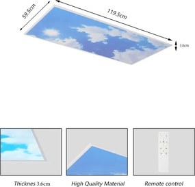 Brilagi -LED Plafonieră LED reglabilă SLIMFRAME LED/80W/230V 120x60 cm argintiu/albastru+telecomandă
