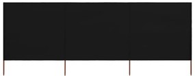 vidaXL Paravan anti-vânt cu 3 panouri, negru, 400 x 120 cm, textil