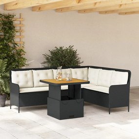 vidaXL Set canapele de grădină cu perne, 2 piese, negru, poliratan