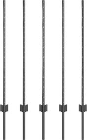 vidaXL Stâlp de gard. 5 pcs Gri 100 cm Oțel