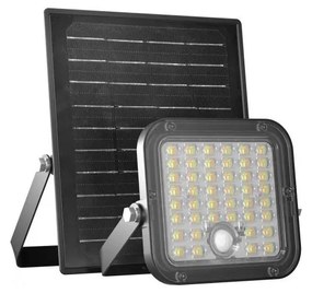 Proiector solar LED cu senzor, 10W, 3,7V, 4000K, IP65, 3600 mAh + telecomandă