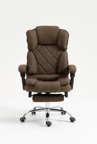 Scaun directorial, cu Masaj și Încălzire, suport picioare, funcție sezlong, materil textil, Maro