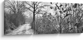 Tablou - Câmpuri în timpul iernii (cu ceas) (90x30 cm)