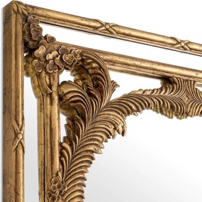 Oglinda design LUX din lemn de mahon sculptat manual Le Royal, auriu antic