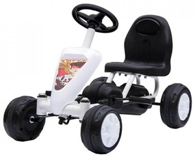 Mini Kart cu pedale pentru copii NOVOKIDS® Colorado Kart PRO, Maxim 30 luni, Structura metalica, Carena, Pedalare usoara, Dimensiuni 63x33x40 cm , Alb