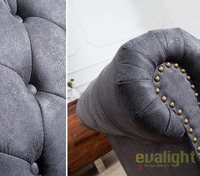 Canapea clasica stil englezesc Chesterfield 2 locuri gri antic A-37390 VC