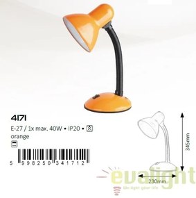 Veioza, Lampa de birou, finisaj portocaliu, Dylan 4171 RX