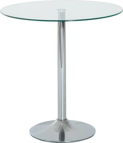 HOMCOM Masă rotundă cu blat din sticlă, cadru metalic, argintiu | Aosom Romania