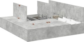 vidaXL Cadru de pat cu depozitare Gri din beton 200 x 200 cm