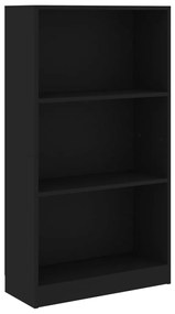 800865 vidaXL Bibliotecă cu 3 rafturi, negru, 60x24x109 cm, lemn compozit