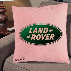 Perna Personalizata cu emblema Land Rover, 40x40 cm, Roz, Husa Detasabila, Perna Inclusa, BEKZ®
