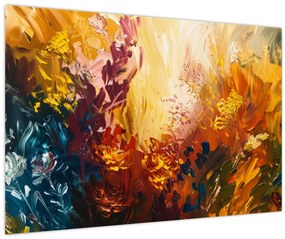 Tablou - pictură abstractă de flori (90x60 cm)