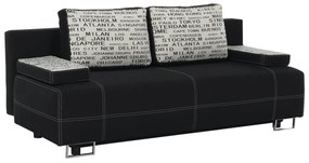 Canapea extensibilă cu spaţiu de depozitare, negru/model, ELIZE