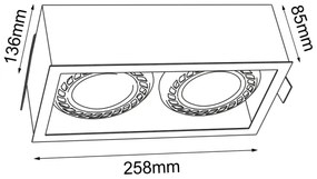 Brosline 3275 - Plafonieră încastrată CAGE, 2xGU10/18W/230V, albă