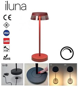 Lampă LED dimabilă de masă Redo 90311 ILUNA LED/2,5W/5V 3000 mAh IP65 roșu