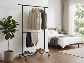 Regal de haine multifunctional negru pe roti RALVO