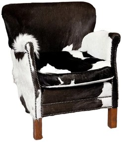 Fotoliu lucrat manual din piele de vaca, Cowhide Turner