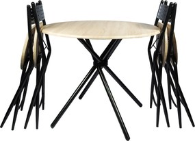 Set masa Kaliope cu 4 scaune, natur, 90x90x77 cm