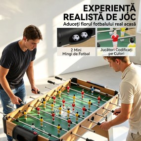 SPORTNOW Fotbal de Masă, 89 cm, Set Joc, Marcatori Manuali, Stejar Galben | Aosom Romania