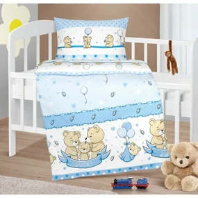 Bellatex Lenjerie de pat din bumbac Agata Bear albastru, 90 x 135 cm, 45 x 60 cm