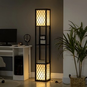 Lampa de podea coloana cu 2 rafturi, pentru camera de zi, studiu si dormitor, 26x26x156cm, alb si negru HOMCOM | Aosom Romania