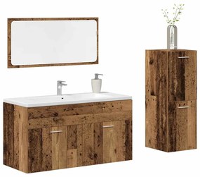 vidaXL Set mobilier de baie, 3 piese, lemn vechi, lemn prelucrat
