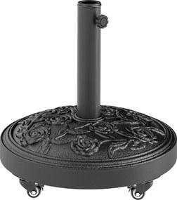 Outsunny Bază pentru umbrelă, soclu exterior din rășină 21 kg, pentru catarg Ø 32/38/48 mm, cu roți, Ø 49 x 42 cm, negru | Aosom Romania