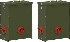 vidaXL Feeder pentru pui 2 pcs Verde măsliniu 32,5 x 20,5 x 43 cm