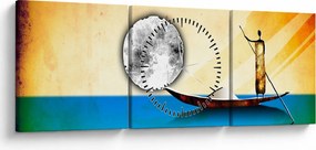 Tablou - Pictură străveche (cu ceas) (90x30 cm)