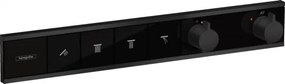 Baterie cada/dus cu termostat, Hansgrohe RainSelect, cu 4 functii, montaj incastrat, negru mat, 15382670