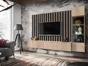 Mobilier living Vertic (negru + hikora jackson) (cu iluminat LED). 1097587