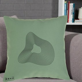 Perna Decorativa Abstract Linii Organice, 40x40 cm, Verde, Husa Detasabila, Perna Inclusa, BEKZ®