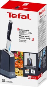 Cuțit de bucătărie Tefal K297S244, 20 cm, oțel inoxidabil, suport cu ascuțitor încorporat, protecție pentru degete, negru