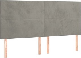 vidaXL Tăblie de pat gri deschis 160x5x118/128 cm catifea