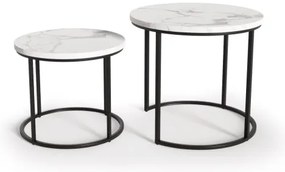 SET 2x măsuță de cafea OREO d. 43/53 cm negru/decor marmorat