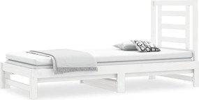 vidaXL Pat de zi extensibil, alb, 2x(90x200) cm, lemn masiv de pin