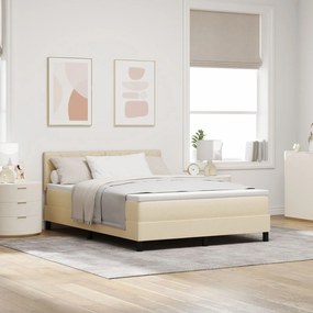 vidaXL Pat cu saltea Cream 140x200 cm Fabric
