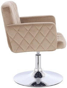 HR802N Scaun Latte din Catifea cu Bază Cromata