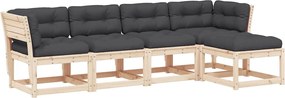 vidaXL Set canapele de grădină cu perne, 5 piese, lemn masiv de pin