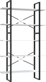 vidaXL Bibliotecă cu 5 rafturi, alb, 100x30x175 cm, lemn prelucrat