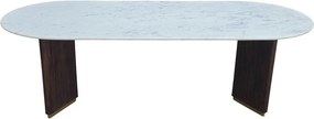 Masa ovala GATSBY 240cm lemn de mango, blat marmura alba