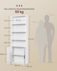 Biblioteca, Alba, Alb, 24x60x175 cm
