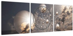 Tabloul abstract - bile (cu ceas) (90x30 cm)