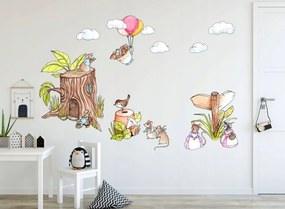 Autocolant de perete adorabil pentru copii - familia șoarecilor 60 x 120 cm 100 x 200 cm