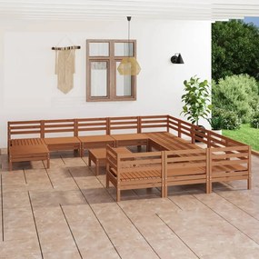 3083332 vidaXL Set mobilier grădină, 13 piese, maro miere, lemn masiv de pin