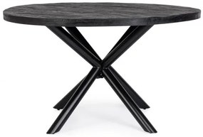 Masa dining pentru 6 persoane neagru fibra din lemn de Mango, ∅ 130 cm, Hastings Bizzotto